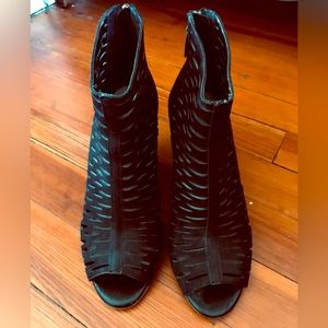 Black leather booties size 6